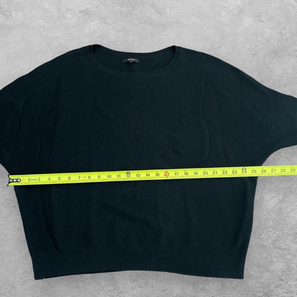 Quince Cotton Cashmere Link Stitch Dolman Sweater Black XL Minimalist - Picture 8 of 8